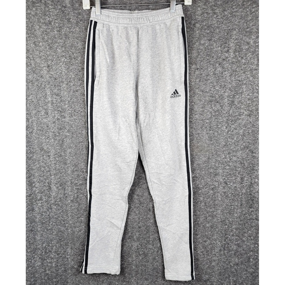 Adidas Joggers Men XS Grey‎ 3-Stripe Tapered Fleece Sweatpants Track Pants